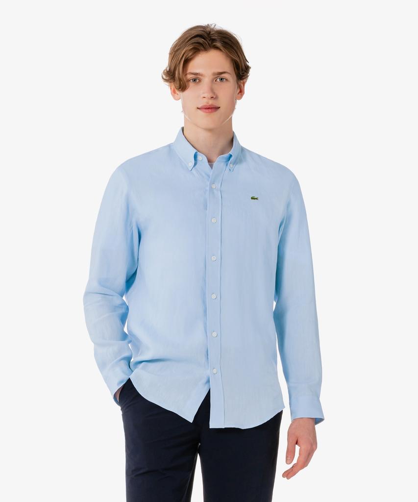 LACOSTE Men'S Solid Linen Shirt Ch769E-56G Hbp
