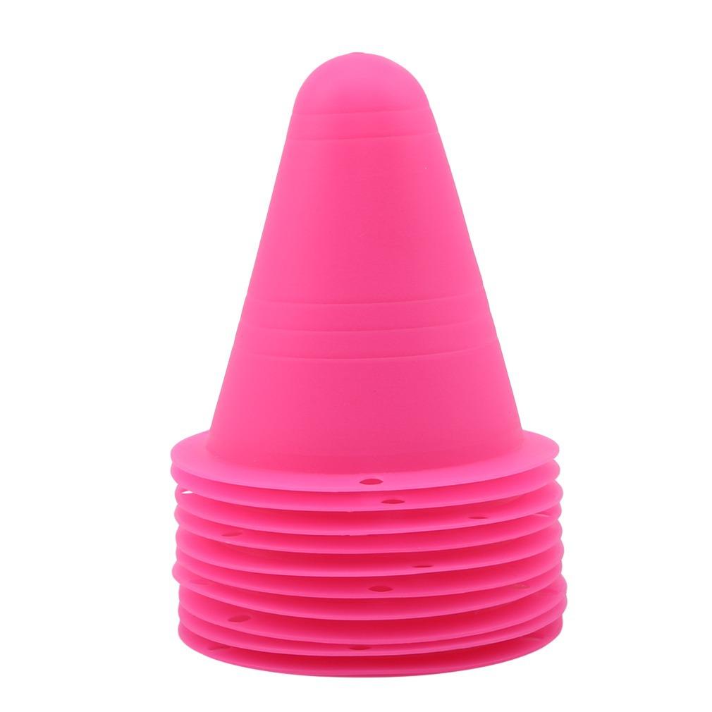 

10 Pcs Skate Marker Cones Roller Football Marking Cup Marker Cones Slalom Roller skate pile cup Soccer Training Equipment розовый
