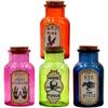 Halloween Glass Potion Bottle,4 Set of Apothecary Bottles with 8pcs Halloween Labels Stickers,Colorful Glass Decorative Jar, Corked Bottle, Halloween
