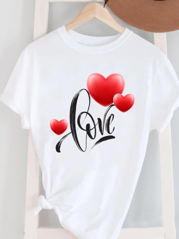 (Asian Size) letter trend 90s lovely Women's Top T Female Print Short Sleeve T-shirts Fashion O-neck Casual Clothing  Graphic Tee