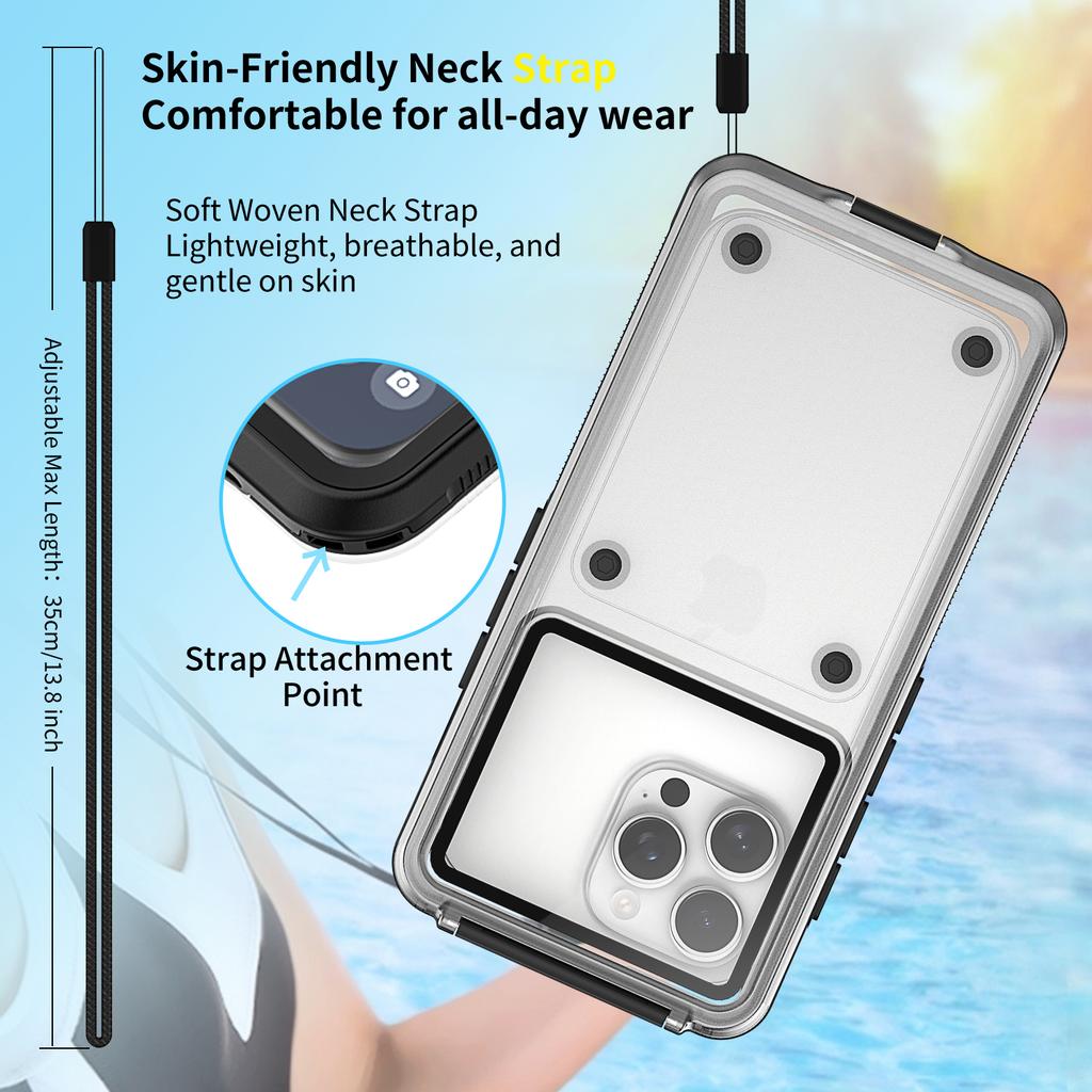 Waterproof Case for iPhone 17 Pro Max/15 Pro Max/14 Pro Max Inner 6.9 inch Cellphone Protector IP68 30M Depth Button Access