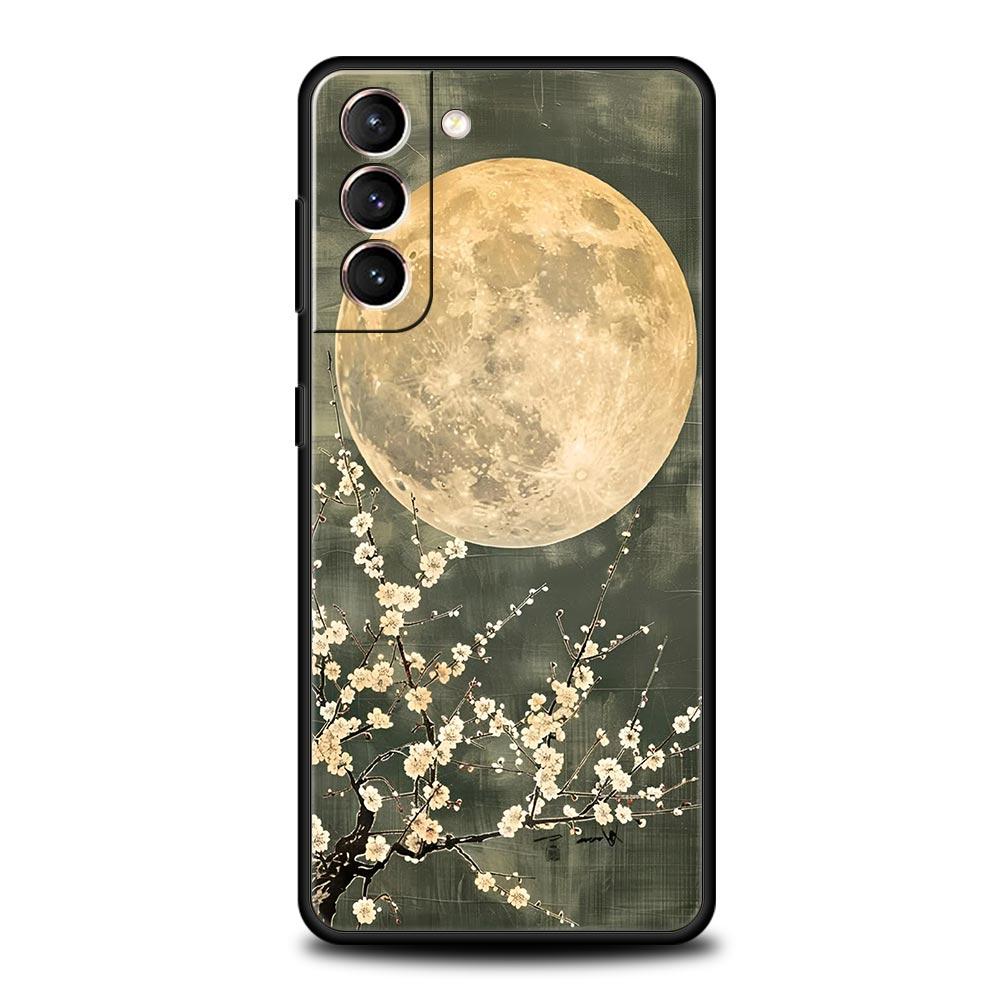Mond am Ast Handyhülle für Samsung Galaxy S25 S24 S23 S22 S20 Ultra S21 FE 5G S10 Plus S10E Weiche TPU-Hülle