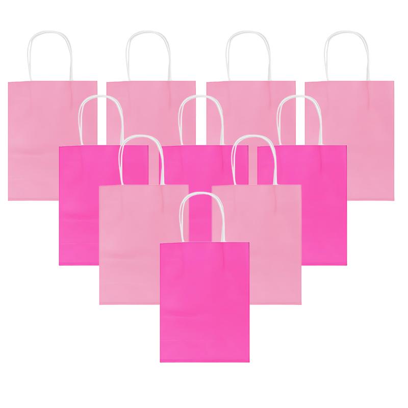 Colorful Paper Bag with Handle Pink Rosered Available Gift Packaging for Birthday Wedding Festival Party Storage Goodie Bags ZYF