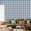 Blue Checkered Wallpaper, Blue, Gray and Light Gray, 50x1000