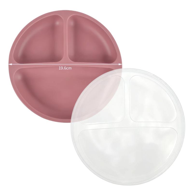 Children's Silicone Smiley Face Divided Meal Plate - Drop-Resistant, Three-Compartment Training Tableware