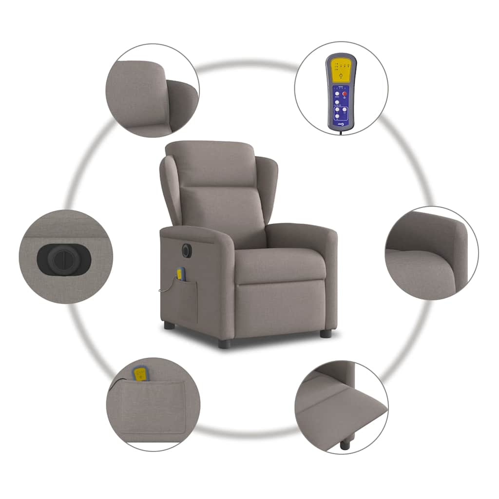 Electric Massage Chair Taupe Fabric