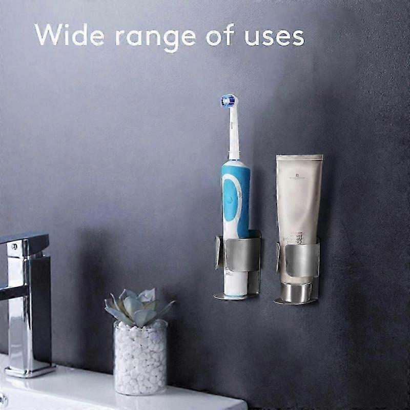 4-Pack Stainless Steel Toothbrush Holders, Self-Adhesive Wall Mounted Bathroom Organizer for Easy Storage