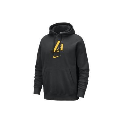 Nike Moletom com Capuz Club Fleece City Edition NBA Los Angeles Lakers Letter Casual Manga Longa Masculino hoodies Preto DZ0088-010