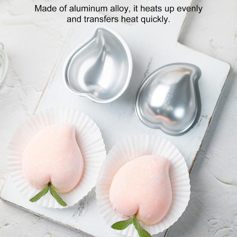 Pack Of 4 Elegant Mochi Molds Peach And Mangos Shape Aluminum Alloy Baking Tool For DIY Dessert Ice Cream Chocolate