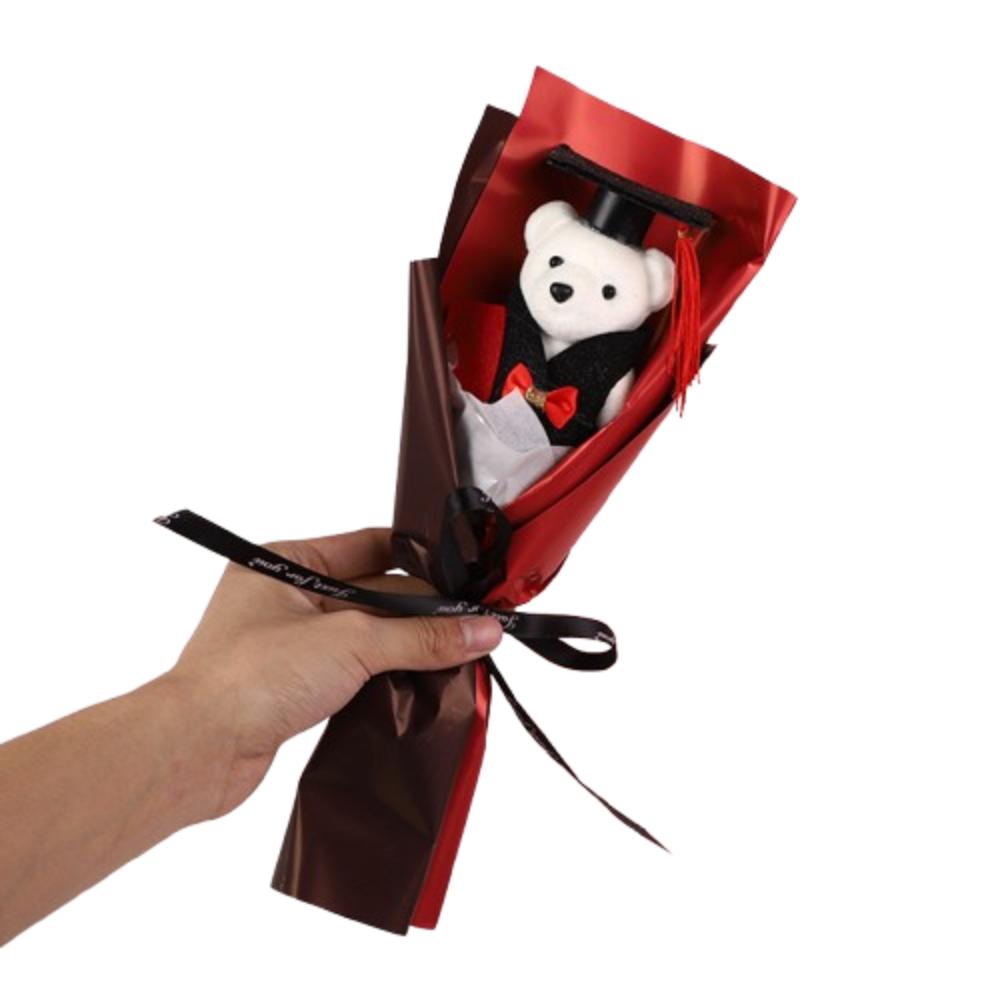 Chic Bear Plush Bouquet Cartoon Graduation Gift Creative Doctoral Bear Toy  Graduation Season
