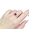 Open Ring Simple Rose Red Heart Shape Ring with Micro Inlaid Zircon and Pigeon Blood Red Gemstone
