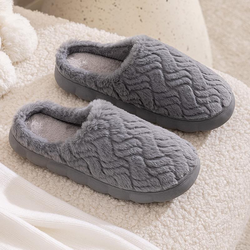 Qidashun winter home cotton slippers, new indoor and outdoor plush couple warm plush cotton mop