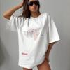 Women's American Letter Print Crew Neck Short Sleeve T-Shirt - Trendy, Loose, Casual, Versatile Top.