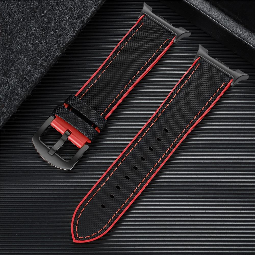 Premium Gummi-Nylon Hybrid-Uhrenarmband für Samsung Galaxy Watch 8 Classic 46mm 44mm 40mm Armband Wasserdichtes Sport-Armband