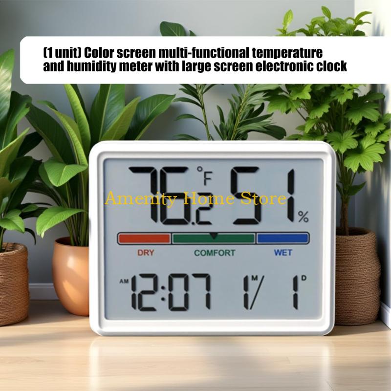 F26C Pack of 2 Functional Digital Clock with thermometers Hygrometer Color Screen