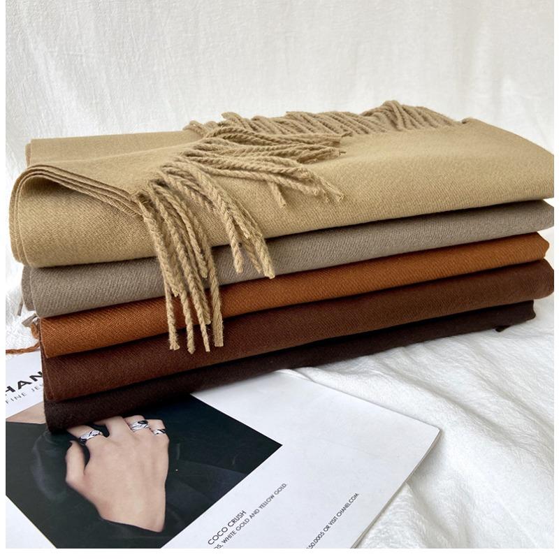 Autumn and Winter New Solid Color Scarf Imitation Cashmere Scarf Women's Warm Shawl Scarf