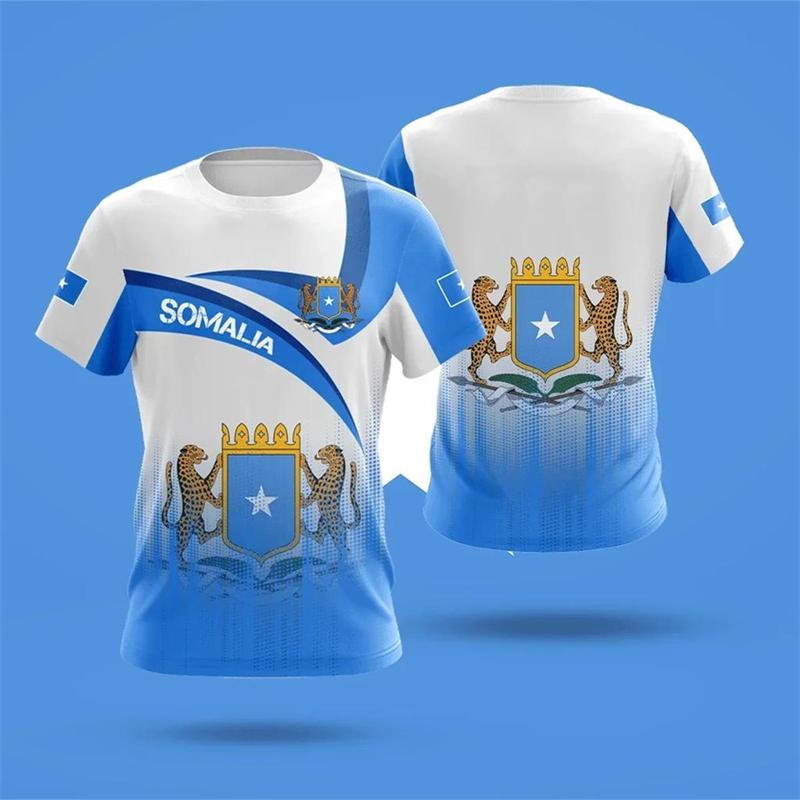

Графічні футболки з прапором Сомалі Літня мода з короткими рукавами 3D-принт із національним гербом Футболки Повсякденний вільний вуличний одяг Футболки 5XL