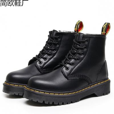 Bottes Martin montantes en laine véritable, bottes de style locomotive, bottines courtes en cuir souple pour femmes, bottes rondes en cuir pour hommes et femmes