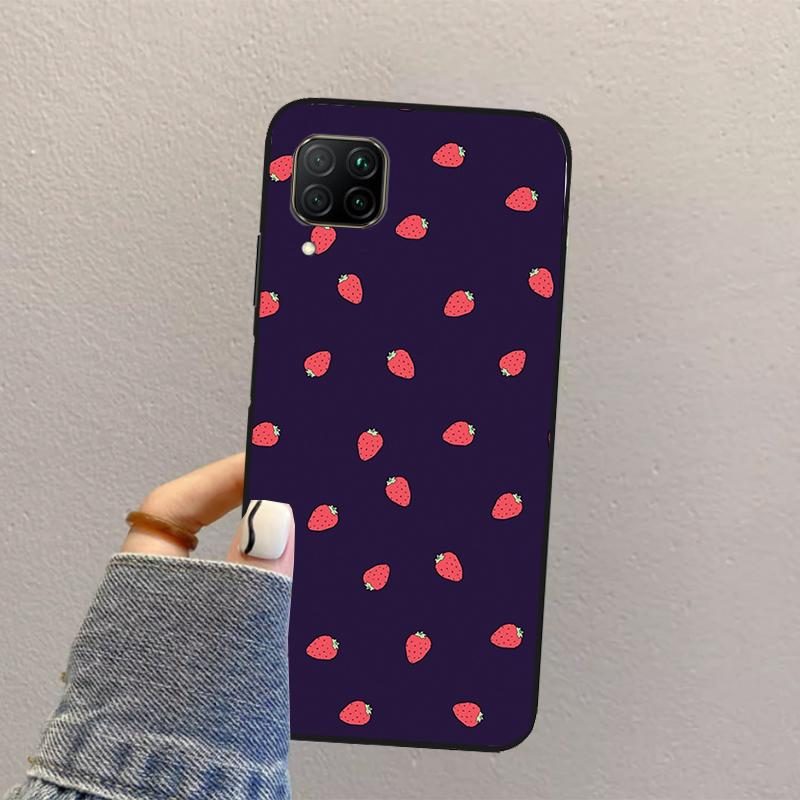 Strawberry Red For Huawei Nova Y73 Y72 Y61 Y91 Y70 Y60 Y90 12s 12i 11i 8i 9 10 SE P30 P40 Lite P60 Pro Case