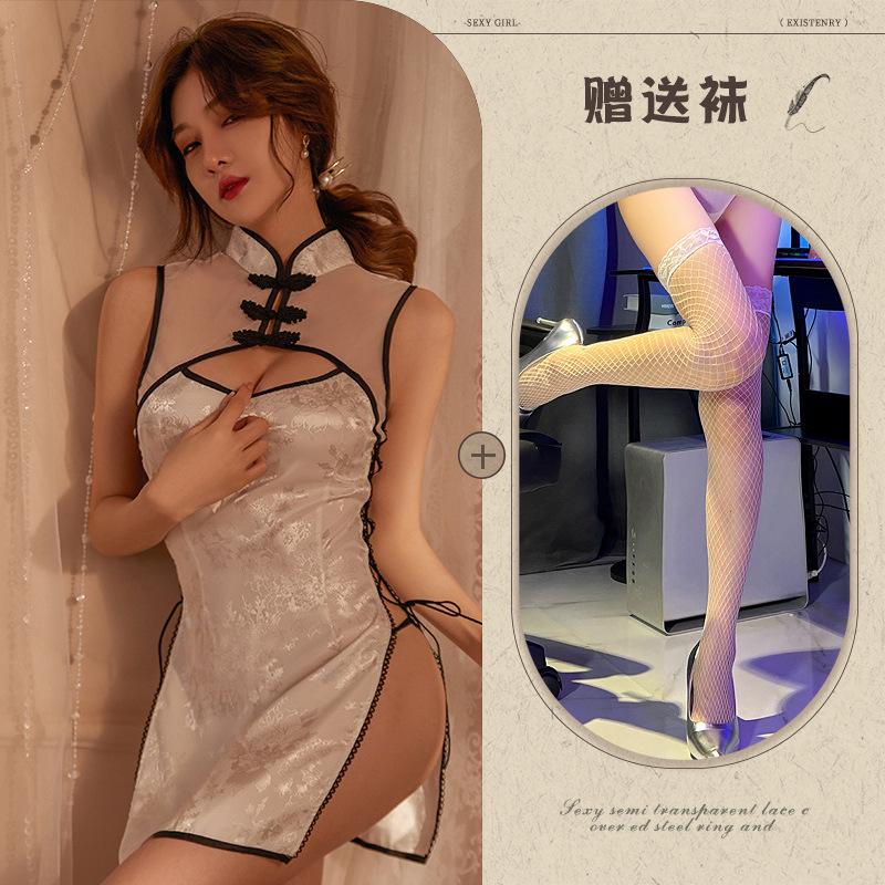Sex Lingerie Sexy Cheongsam Vintage Temptation Side Open Straps Cosplay Suit