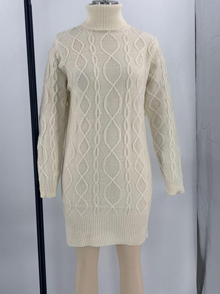 European & American High Neck Slim Fit Long Sweater Dress for Women - Autumn/Winter Warmth