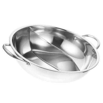 Ανοξείδωτο Χωριστό Τηγάνι Hotpot Διπλή Λαβή Πυκνωμένο Μαγειρικό Σκεύος Hotpot Κατάλληλο για Γκάζι Επαγωγή Ηλεκτρική Κουζίνα