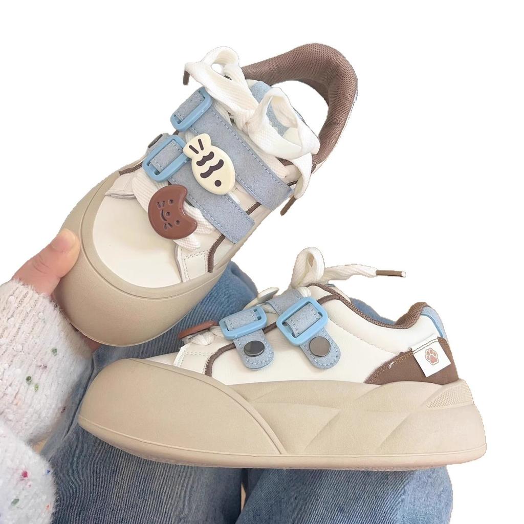 Dopamine board shoes 2025 new bread shoes ugly cute platform big head shoes cute style shoes schoolgirl round head shoes
