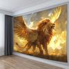 2D Fantasy Winged Golden Lion Tapestry Mythical Creature Wall Decor Cloth for Home & Bedroom