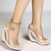 Women's Thick Heel Sandals - Transparent One-Strap Slip-On High Heels Crystal Heel, Outdoor-Wear Open-Toe Sandals LFD-907188-1