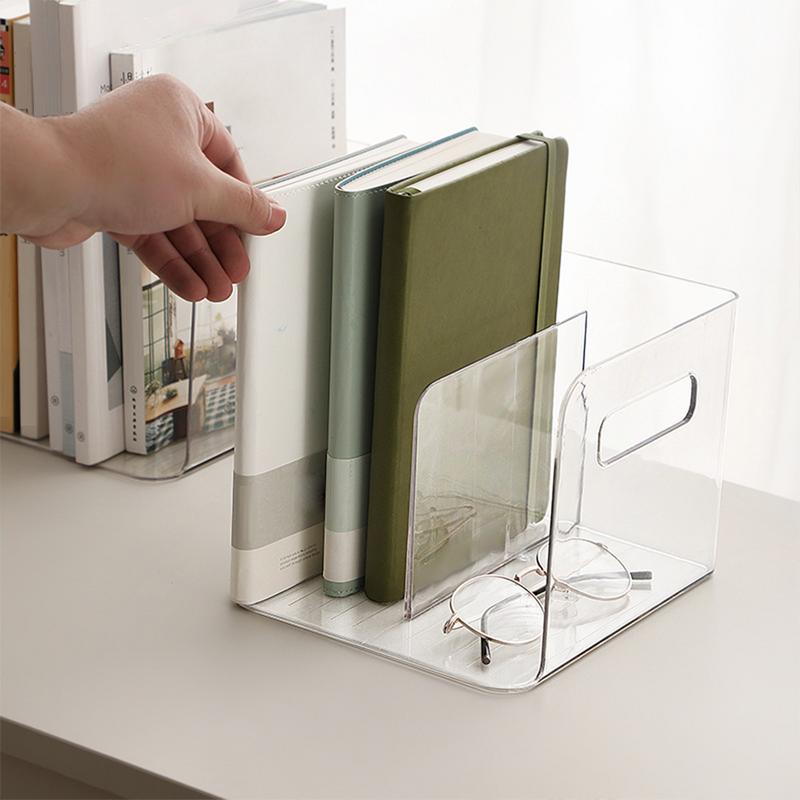 Transparent File Classifier Sturdy Desk File Organizer Bookshelf Document Storage Holder for Letter Recipe Home Office Supplies