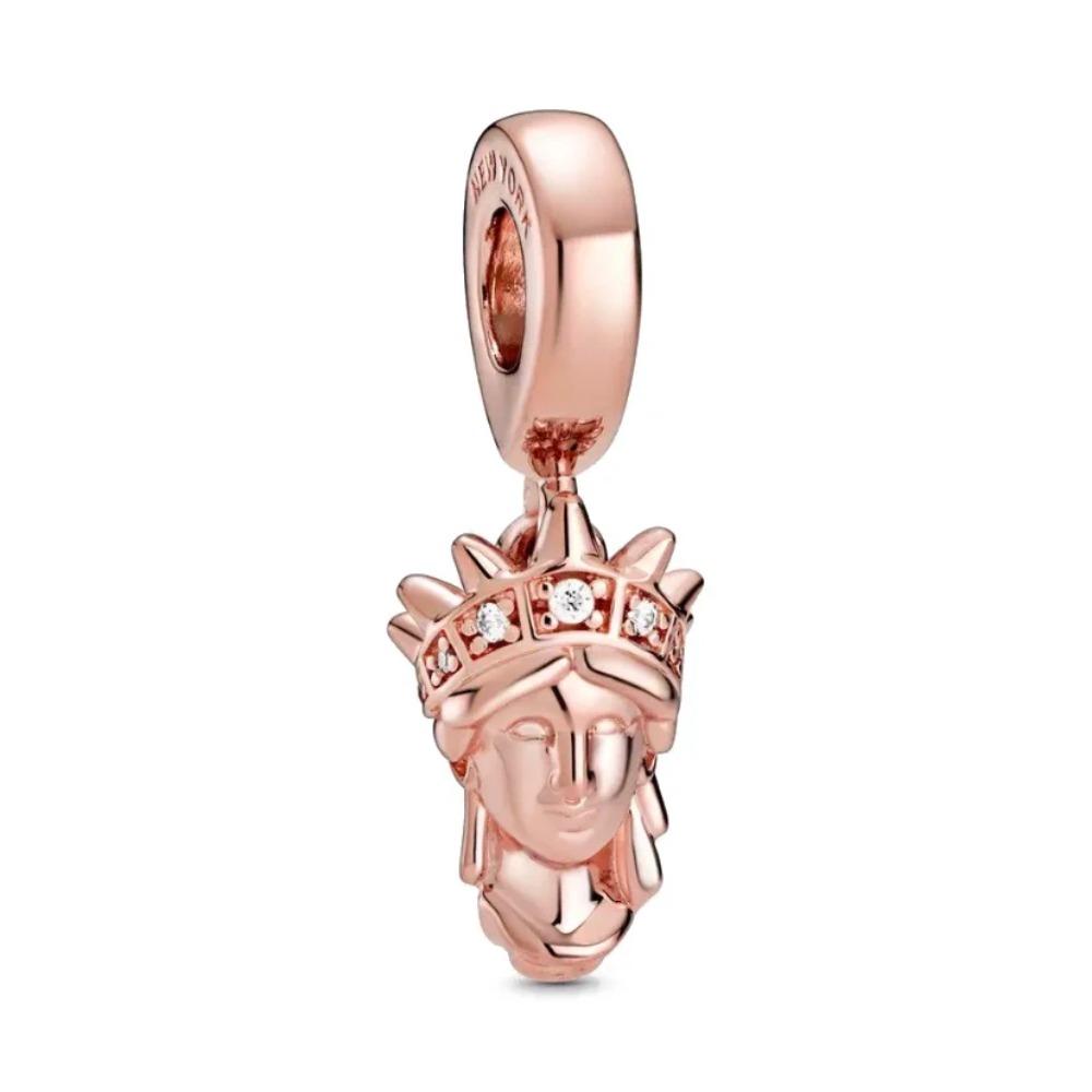 925 Rose Gold Anchor Angel Leaf Charm Bead Chain For DIY Bracelet Jewelry Ladies Accessories