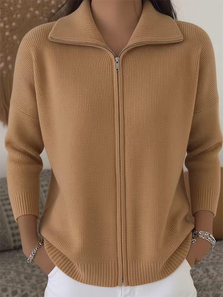 European & American Zipper Knit Cardigan Sweater - Autumn/Winter Casual Fashion for Women