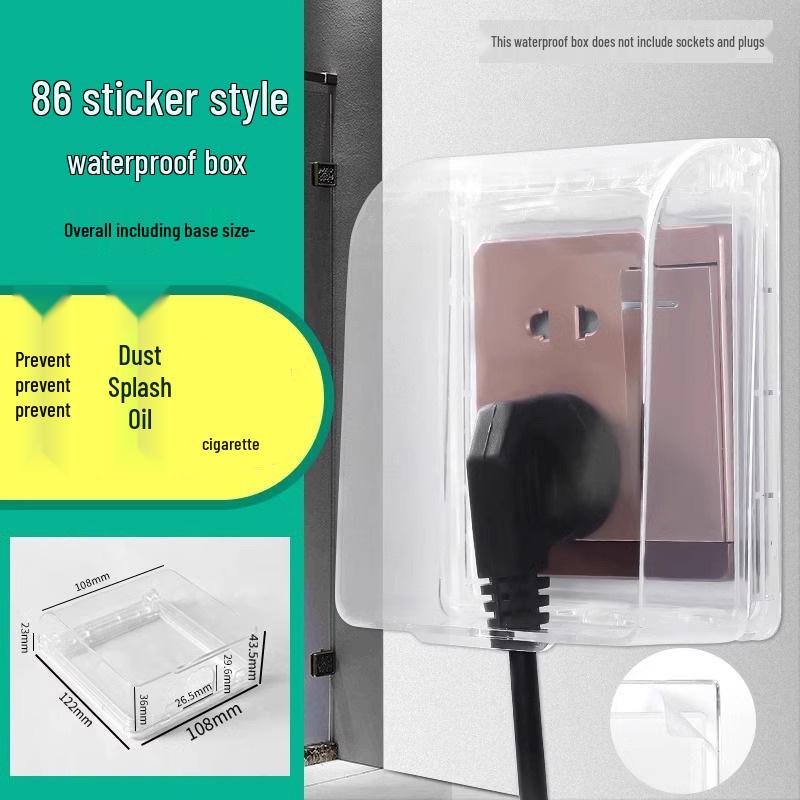 Type 86 Waterproof Switch & Socket Splashproof Cover - Transparent Adhesive Power Protection for Bathroom