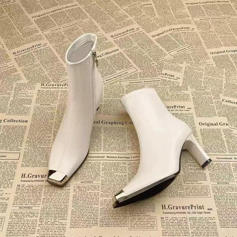 

Женские ботильоны на высоком каблуке с квадратным носком, модные роскошные дизайнерские туфли для платья, женские зимние ботинки 2025, элегантные туфли-лодочки, женские ботинки 37 бежевый