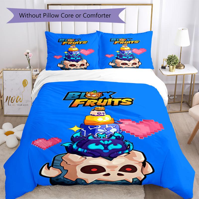 3pcs Blox Fruits Bedding Set Duvet Cover Closure Includes 1 Duvet Cover & 2 Pillowcases, Soft and Comfortable for All Seasons.