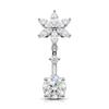 Hypoallergenic Stainless Steel Belly Button Ring Shiny Flower Heart Dangle Fadeless Navel Jewelry for Summer Daily Outfit Matching