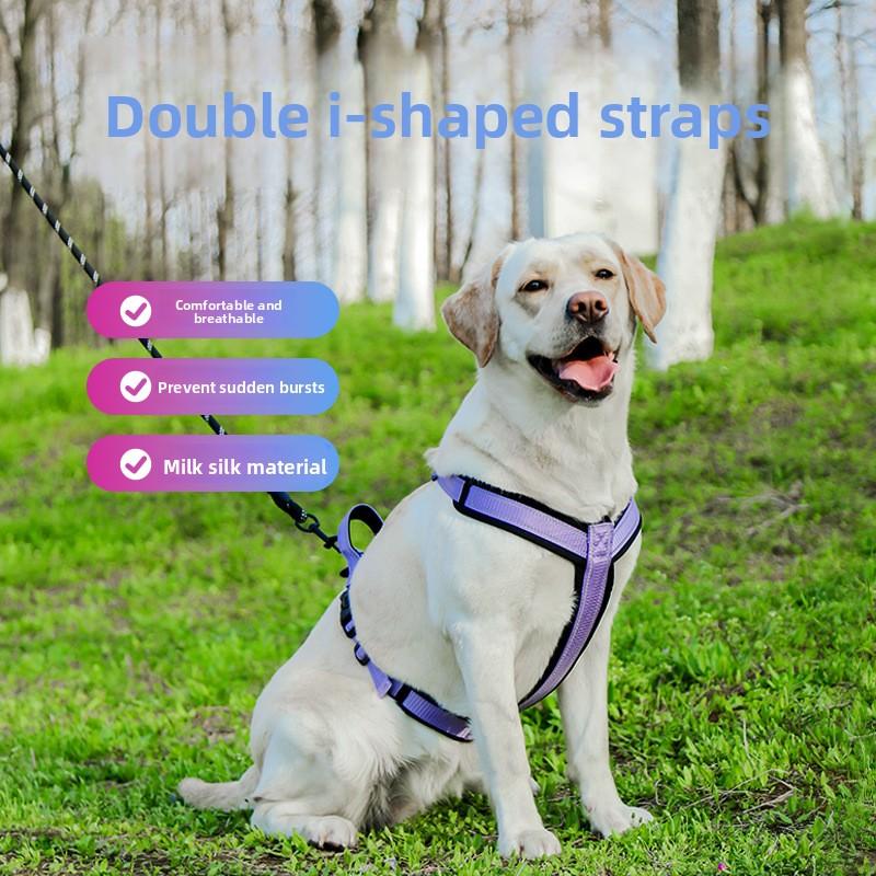 A Comfortable, Breathable and Wear-resistant I-shaped Dog Leash for The Large Dog's Chest and Back To Prevent It From Breaking Free