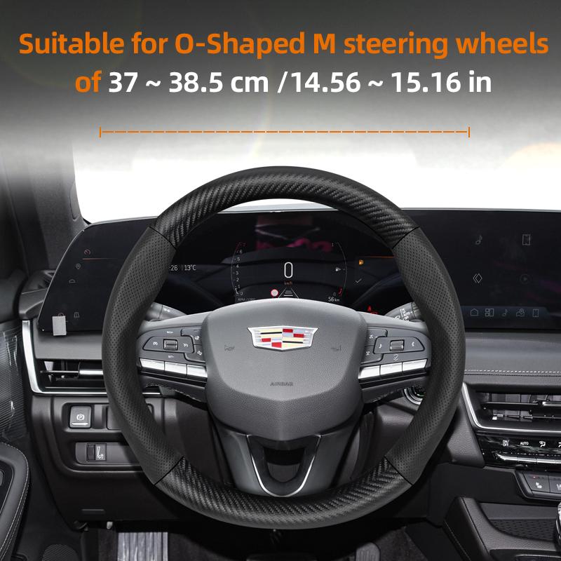 Suitable for Cadillac Breathable Hole Leather Matte Carbon Fiber Texture Steering Wheel Cover Suitable for Cts 2013 Ct4 Carbon Interior Ct5 Xt5 Xt4 X
