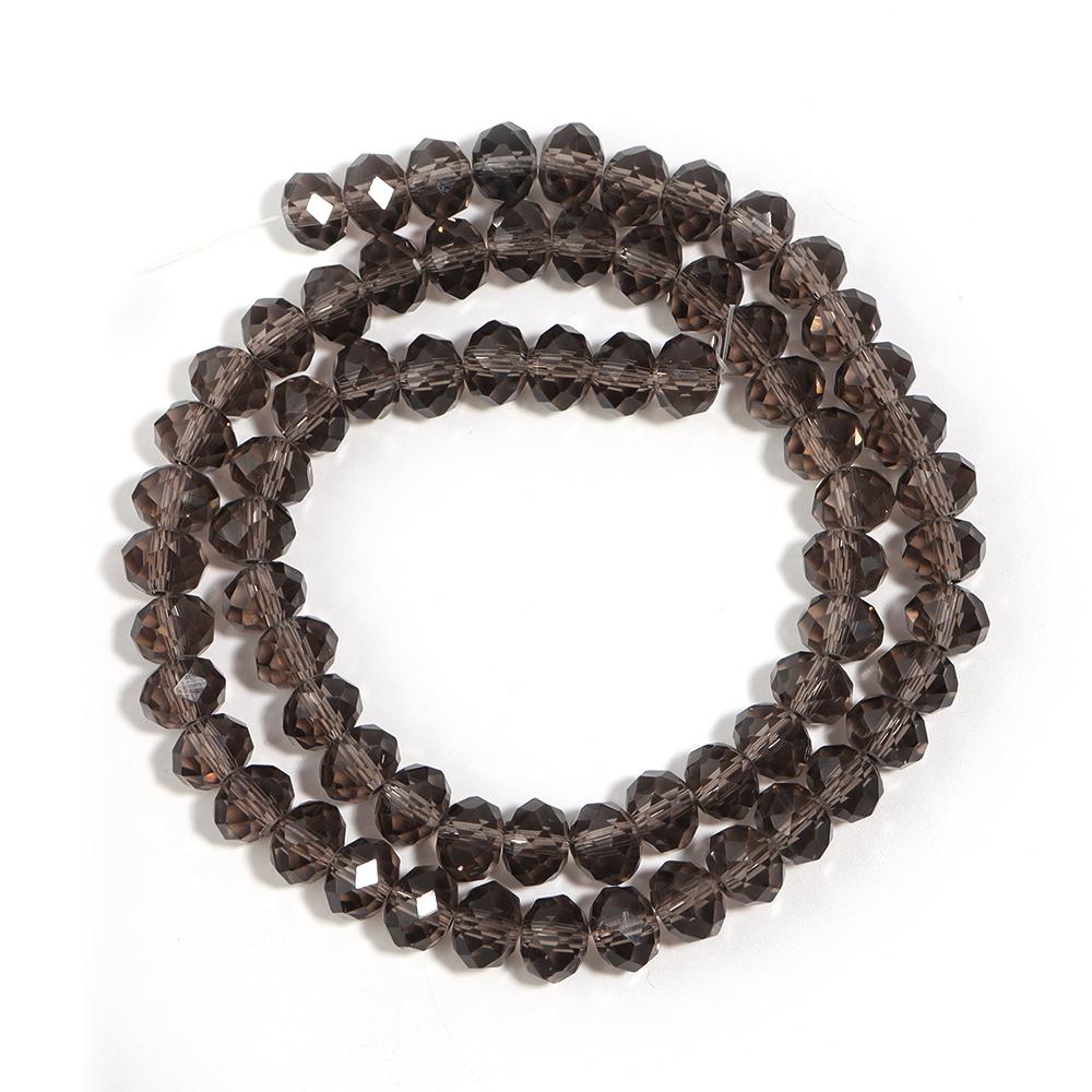 1 Strand 4/6/8mm Faceted Crystal Beads Dark Grey Rondelle Loose Spacer Glass Beads For Jewelry Making DIY Bracelets Necklace