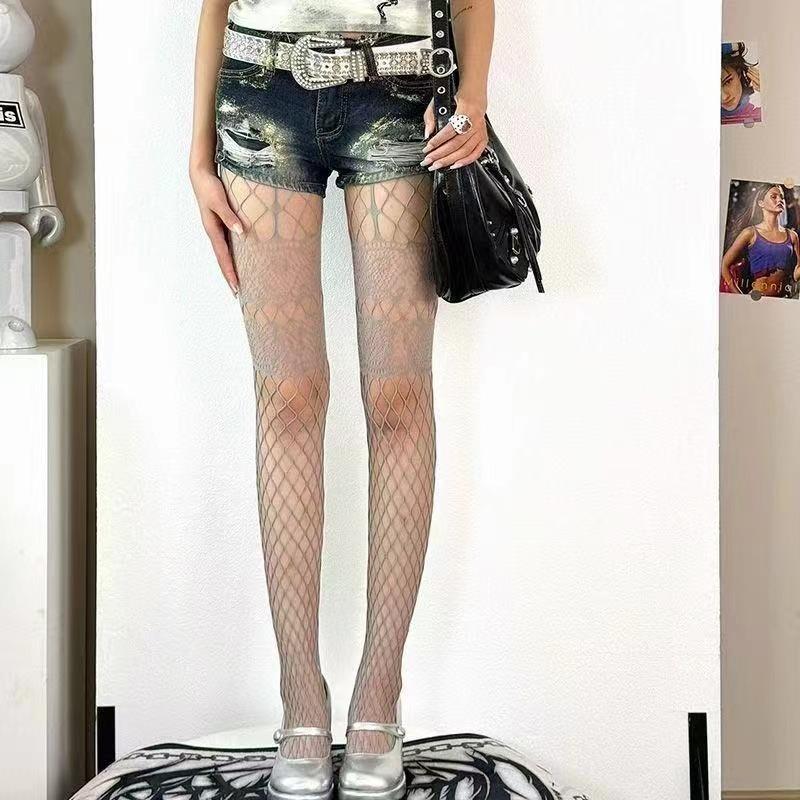 High Street Goth Punk Fishnet Stockings Women Sexy Hollow Out Pantyhose Exotic Subculture Gothic Lolita Y2k JK Slim Mesh Tights