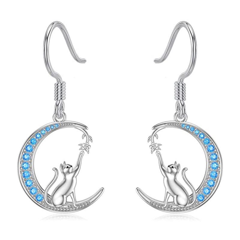 2026 Персональные простые серьги-гвоздики с изображением луны, милого кота, цветка для женщин