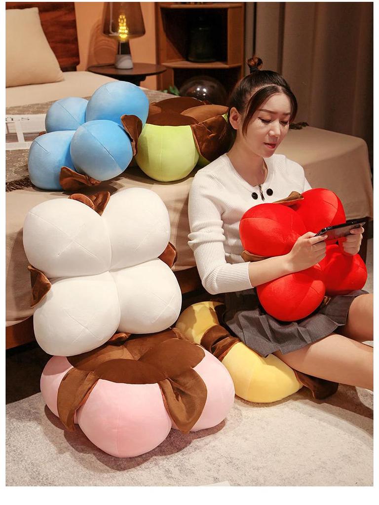 Winterserie Baumwoll-Überwurfkissen & Kissen-Set – Runder Futon, Rückenstütze & Sitzkissen