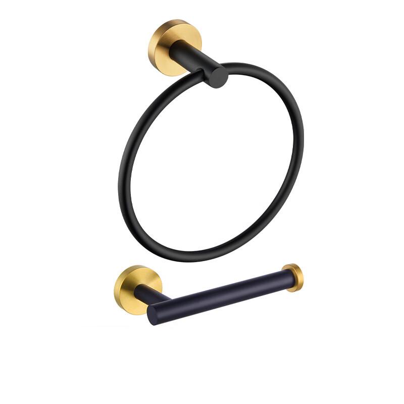 Wall-Mounted Toilet Paper Holder and Towel Ring Set
