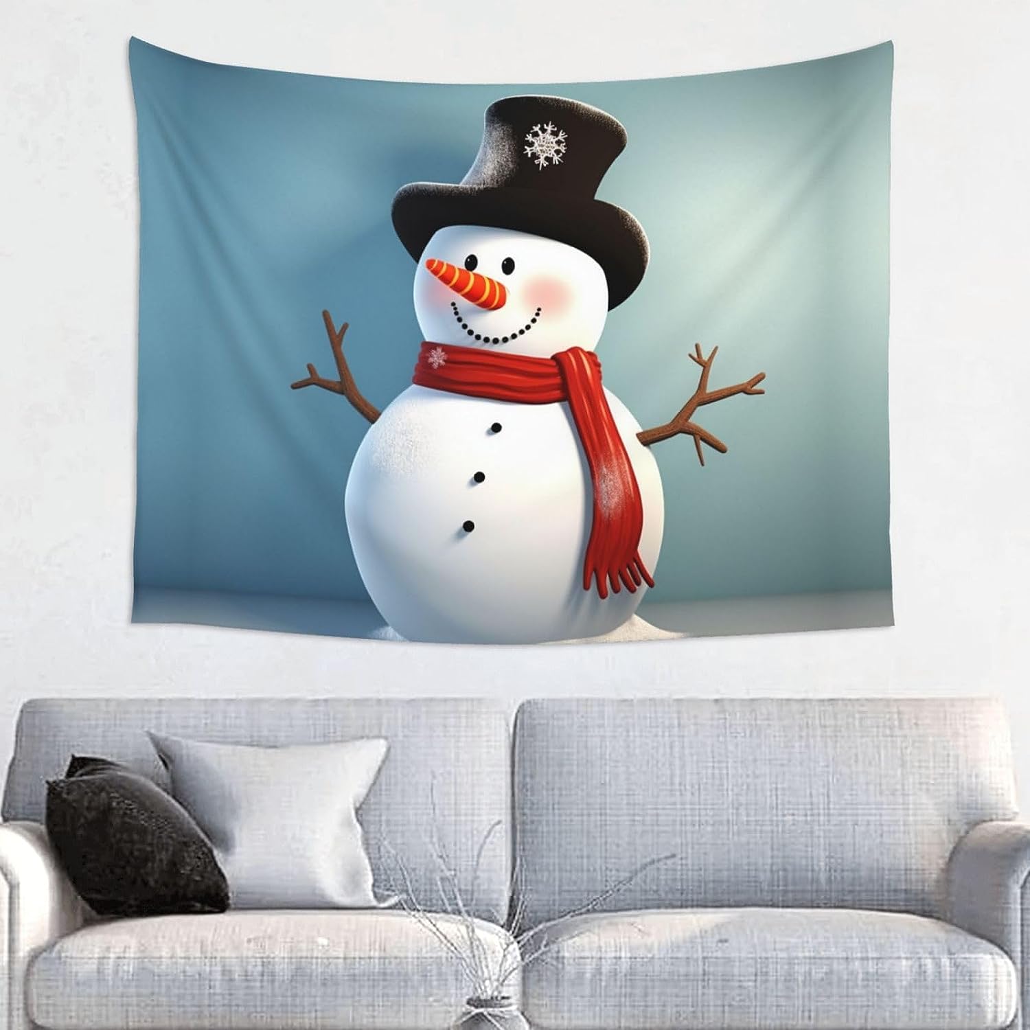 

Funny Snowman Printed Winter Theme Tapestry Aesthetic Funny Wide Wall Hanging for Bedroom Living Room Dorm Home Decoration 74x94cm(29x37in)