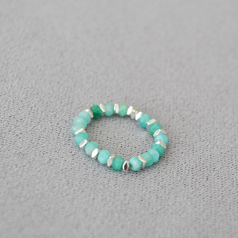 Summer Vintage Natural Stone Colorful Beaded Ring Personalized Simple Elastic Finger Ring Jewelry