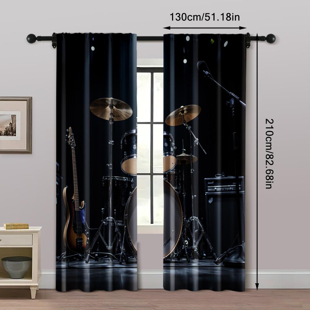 2pc,  Curtains Guitars and Drums Light Filter Party Decorations Suitable for Holiday Party, General Celebration