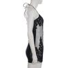 Sexy Lace Patchwork Spaghetti Strap Halter Dress - European & American Style, Slimming, See-through, Pure Color, Short Party Dress.