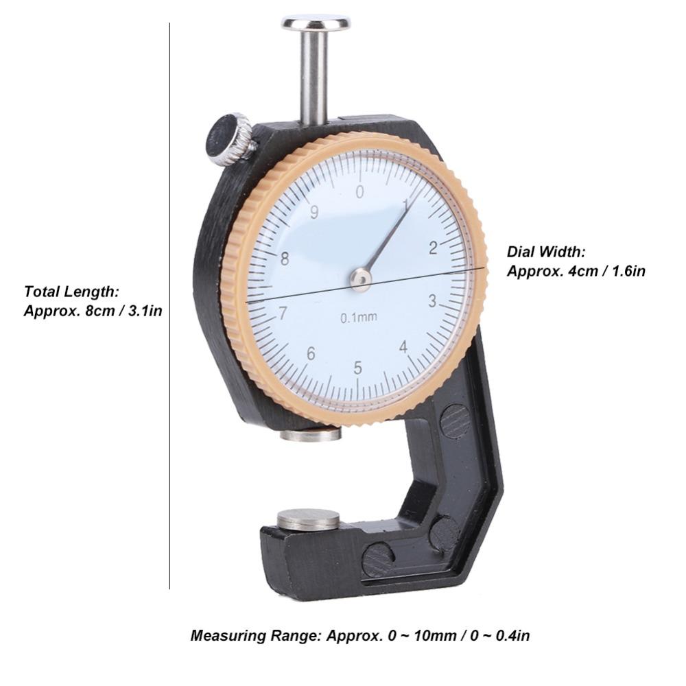0-10mm Range Dial Thickness Gauge 0.1mm Accuracy Flat Head Design Thickness Tester With Storage Case Portable & Small Size