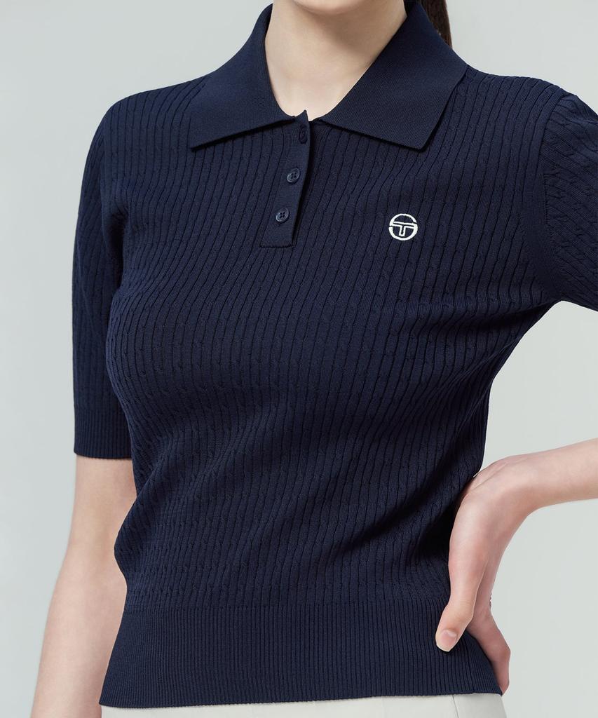 SERGIO TACCHINI W Fresca Knit Cable Short Sleeve Polo