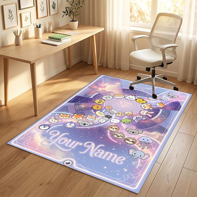 Personalized Crystal Velvet Carpet,SEVENTEEN Custom Printed Name, Plush Area Rug For Home Indoor Decor